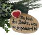 Preview: Kieselstein mit einem Spruch beschriftet.