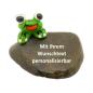 Preview: Kieselstein mit Frosch und Wunschtext personalisierbar