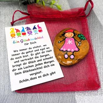 Glückswichtel Glücksbringer in pink als Geburtstag Geschenk