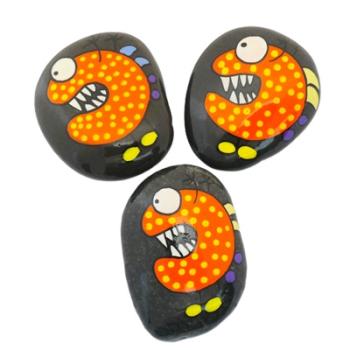 Preview: Lustige Monster Schmunzelsteine in orange