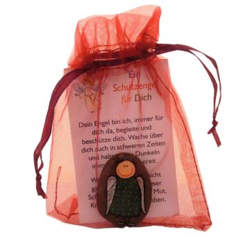 Schutzengel in grün mit Geschenkkarte im Organzabeutel