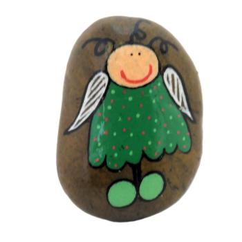 Schutzengel in grün von Hand bemalt