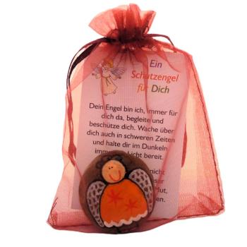 Schutzengel Glücksbringer orange im Organza Säckchen