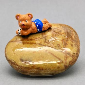 Glücksstein / Geburtsstein mit Babybär Junge, Glücksbringer, personalisierbar