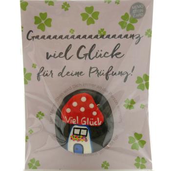 Glückspilz aus Stein handgemalt mit Geschenkkarte in Flieder und in Folie