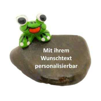 Kieselstein mit Frosch und Wunschtext personalisierbar