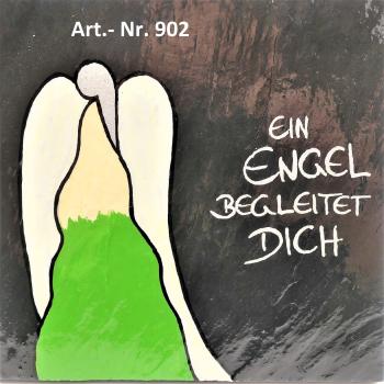 Grün weißer Engel auf Schiefer gemalt für Trauerfeier