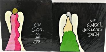 Naturschiefer mit Engel bemalt