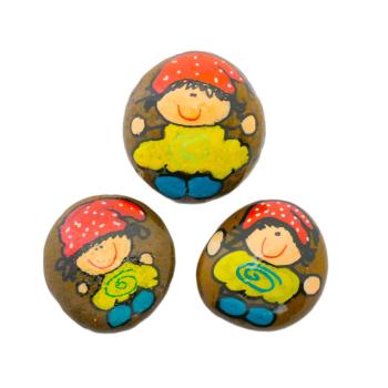 Preview: Drei Glückswichtel in gelb mit roter mütze