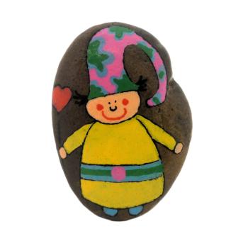 Glückswichtel in gelb mit buntem Hut