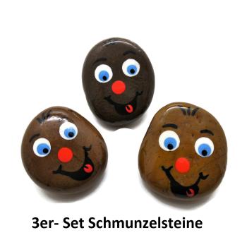3er-Set Schmunzelsteine/Lachsteine zum verschenken