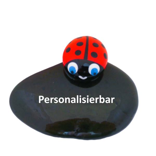 Personalisierbarer Glücksstein mit Marienkäfer