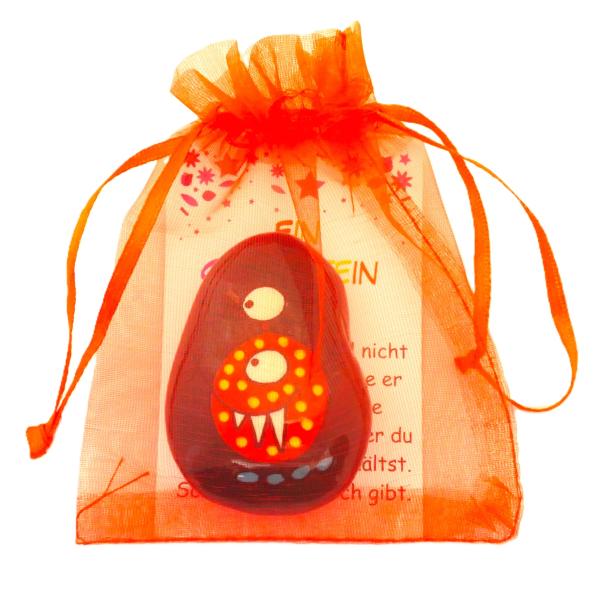 Glücksbringer Glücksstein Monster in rot