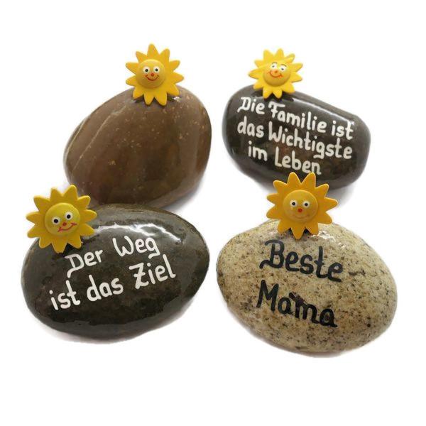 Glücksstein Sonne mit verschiedenen Texten