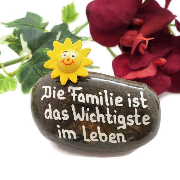 Glücksstein Sonne, Glücksbringer Stein mit Wunschtext