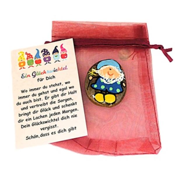 Glückswichtel mit Säckchen und Geschenkkarte