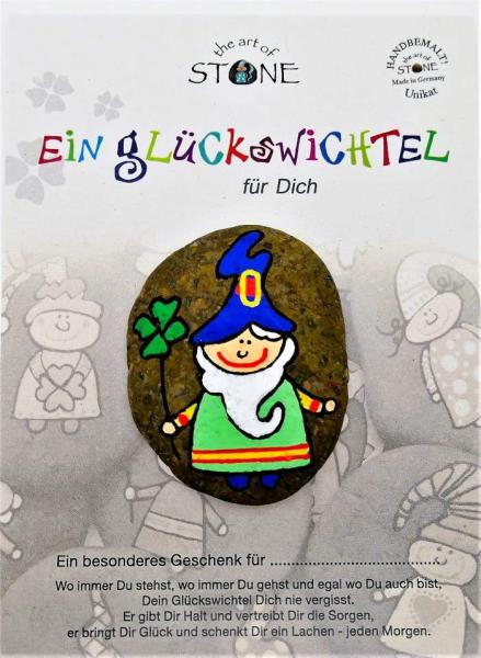 Glückswichtel ca. 5 cm mit Geschenkkarte in Folie.