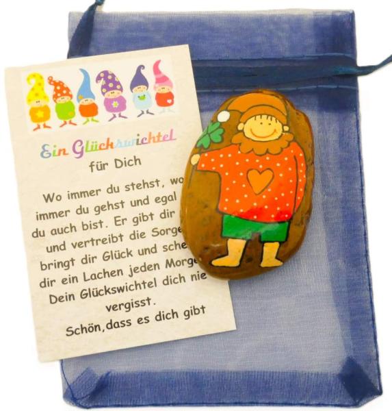 Glückswichtel mit Geschenkkarte und Organza Säckchen