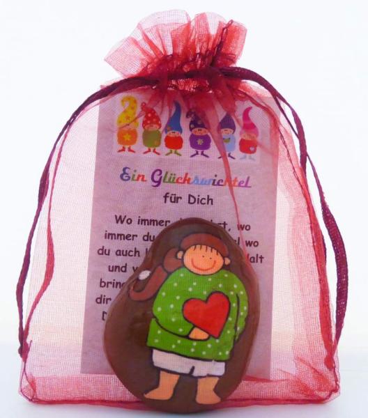 Glückswichtel mit Geschenkkarte im Säckchen