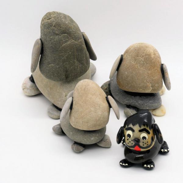 Steinfigur Hund zum bemalen, Kieselstein, Handarbeit verschiedene Größen