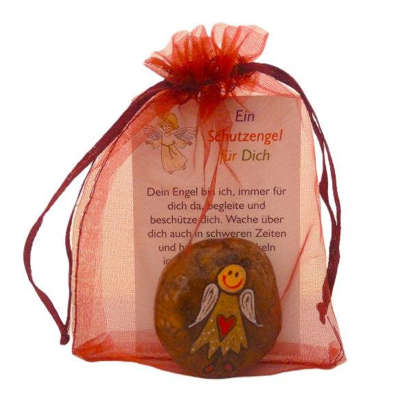 Engel Schutzengel mit Geschenkkarte im Organza-Säckchen