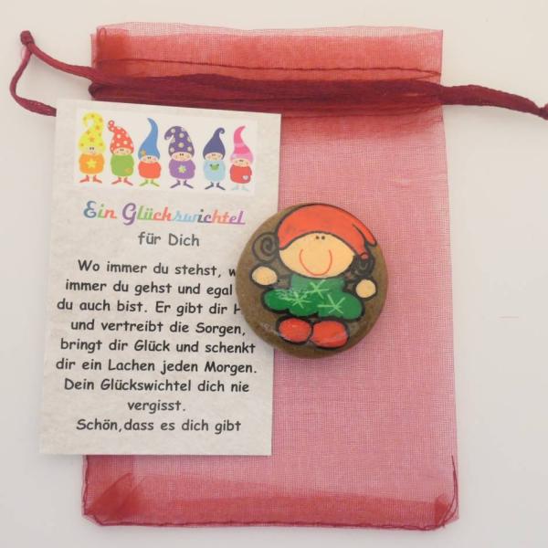 Handschmeichler in grün mit Geschenkkarte und Organza Säckchen